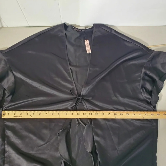 Victoria's Secret Black Satin Flutter Kimono Robe - Picture 9 of 14